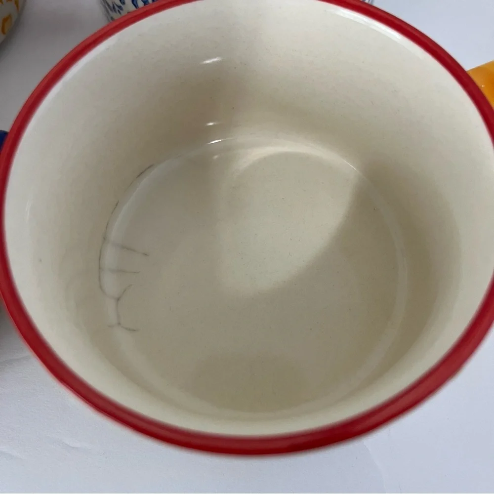 Pier1 Imports Stackable Cups 8oz Hand Pained Stoneware With Stand